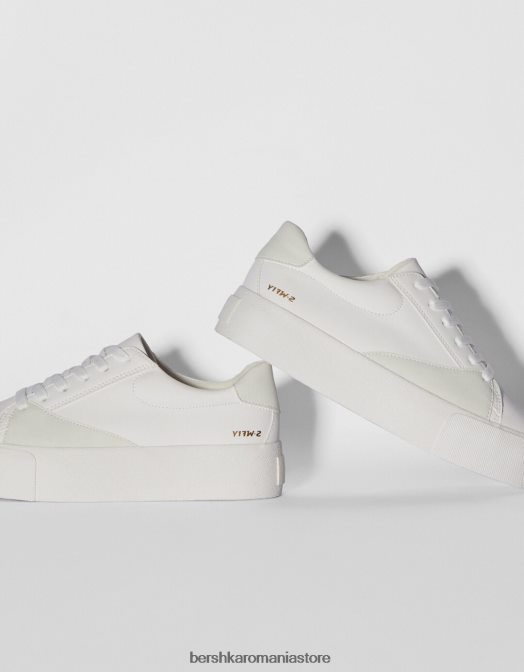 Bershka femei adidași cu detalii matlasate alb Z86D2128 încălţăminte