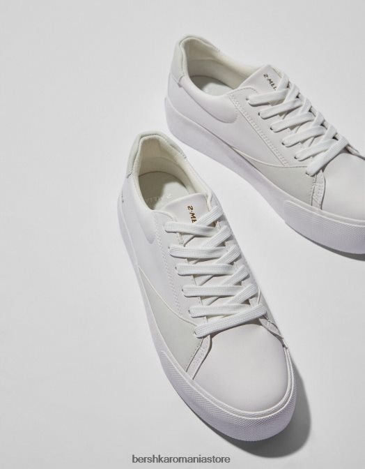 Bershka femei adidași cu detalii matlasate alb Z86D2128 încălţăminte