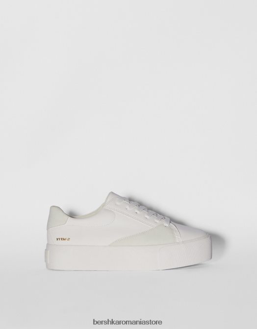 Bershka femei adidași cu detalii matlasate alb Z86D2128 încălţăminte