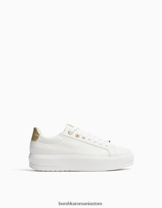 Bershka femei adidași cu platformă cu detalii metalice alb Z86D2090 încălţăminte