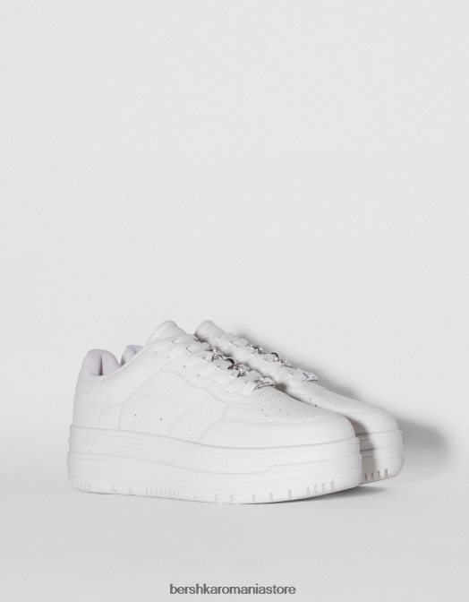 Bershka femei adidași cu platformă cu strasuri alb Z86D2101 încălţăminte