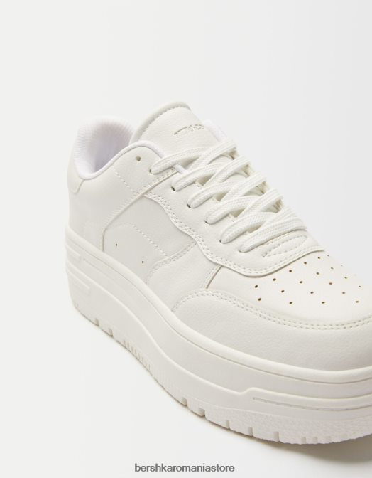 Bershka femei adidași cu platformă monocrom alb Z86D2076 încălţăminte