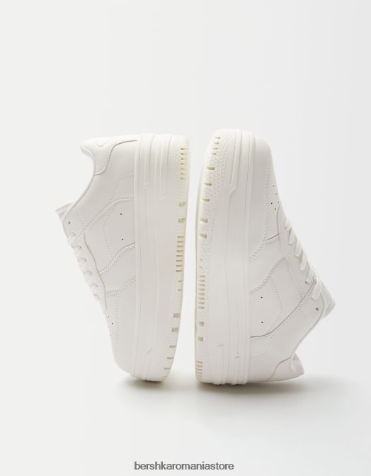 Bershka femei adidași cu platformă monocrom alb Z86D2076 încălţăminte