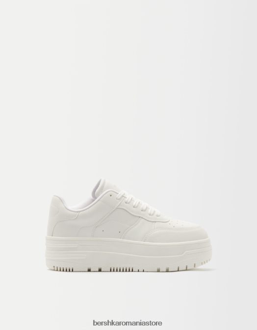 Bershka femei adidași cu platformă monocrom alb Z86D2085 încălţăminte