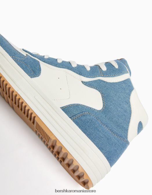 Bershka femei adidași înalți contrastanți spălat albastru Z86D1979 încălţăminte