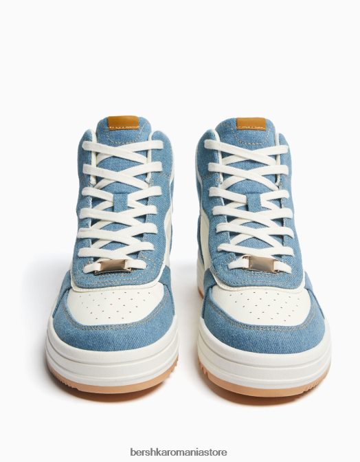 Bershka femei adidași înalți contrastanți spălat albastru Z86D1979 încălţăminte