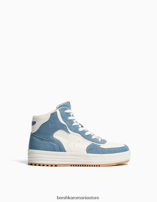 Bershka femei adidași înalți contrastanți spălat albastru Z86D1979 încălţăminte