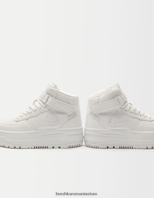 Bershka femei adidași înalți cu curea alb Z86D2105 încălţăminte
