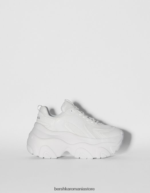 Bershka femei adidasi cu plasa contrastanta si talpa xl alb Z86D2098 încălţăminte