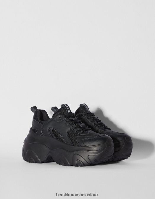 Bershka femei adidasi cu plasa contrastanta si talpa xl negru Z86D2097 încălţăminte