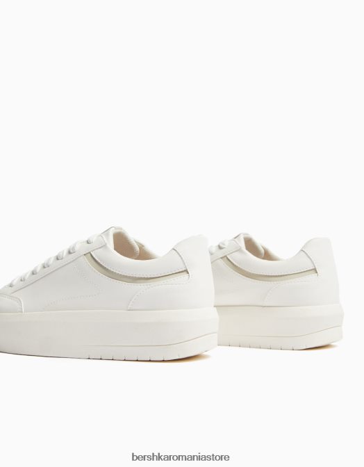 Bershka femei adidasi cu platforma cu detaliu cusaturi alb Z86D2089 încălţăminte