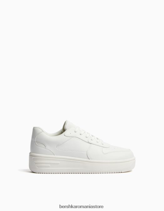 Bershka femei adidasi cu platforma cu detaliu cusaturi alb Z86D2131 încălţăminte