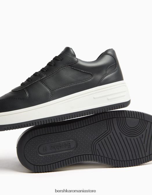 Bershka femei adidasi cu platforma cu detaliu cusaturi negru Z86D2130 încălţăminte