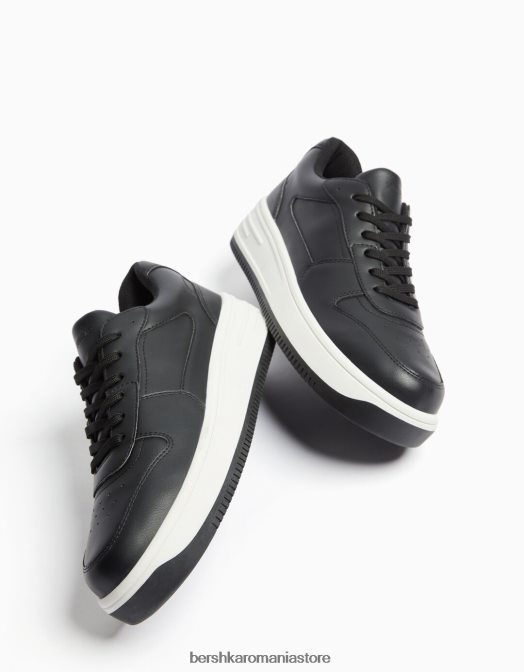 Bershka femei adidasi cu platforma cu detaliu cusaturi negru Z86D2130 încălţăminte