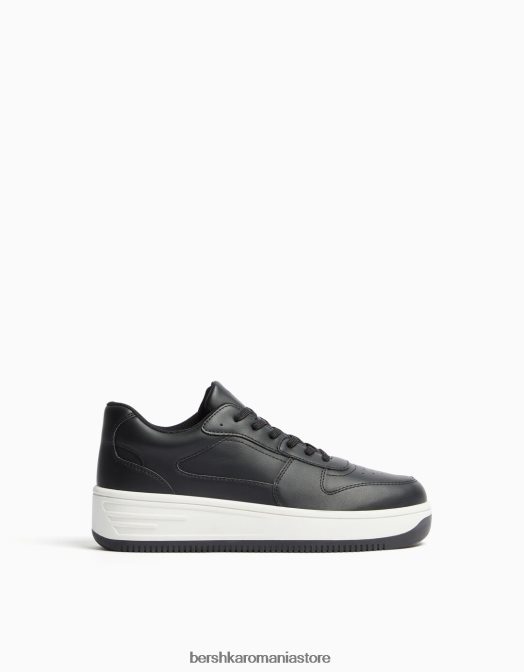 Bershka femei adidasi cu platforma cu detaliu cusaturi negru Z86D2130 încălţăminte