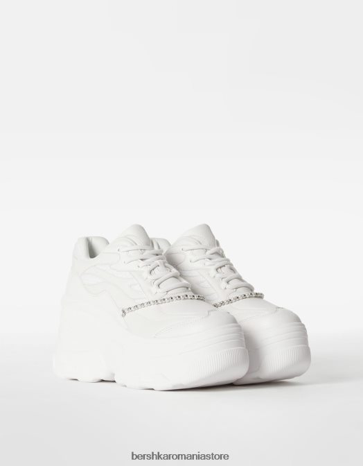 Bershka femei adidasi cu platforma xl cu bareta la glezna alb Z86D2077 încălţăminte