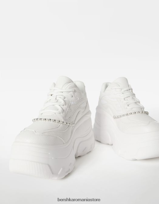 Bershka femei adidasi cu platforma xl cu bareta la glezna alb Z86D2077 încălţăminte