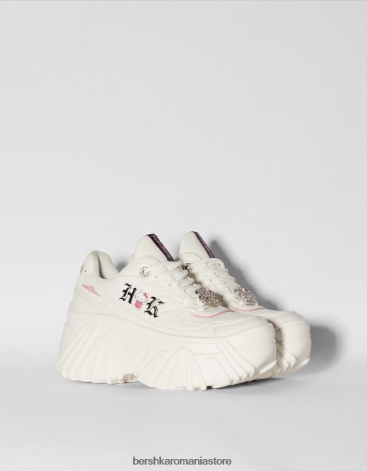 Bershka femei adidasi hello kitty cu platforma cu detaliu stras alb Z86D2063 încălţăminte