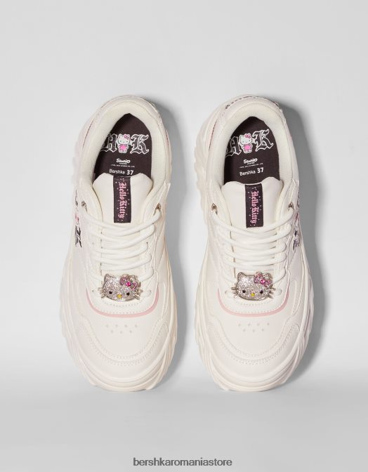 Bershka femei adidasi hello kitty cu platforma cu detaliu stras alb Z86D2063 încălţăminte