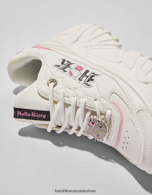 Bershka femei adidasi hello kitty cu platforma cu detaliu stras alb Z86D2063 încălţăminte
