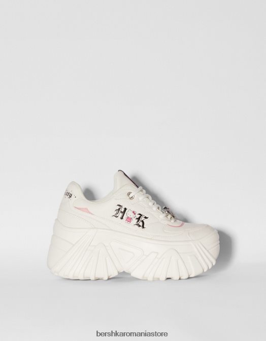 Bershka femei adidasi hello kitty cu platforma cu detaliu stras alb Z86D2063 încălţăminte