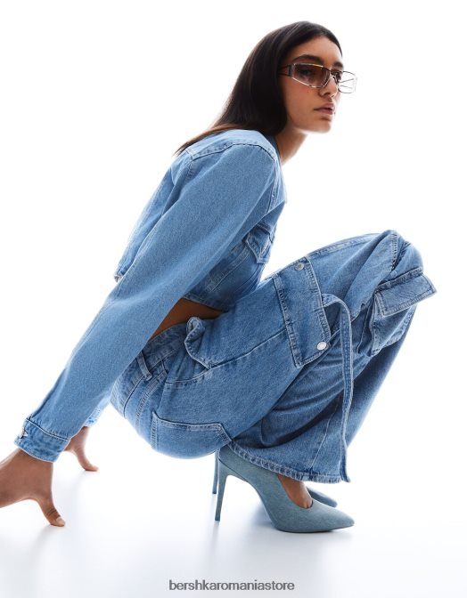 Bershka femei pantofi din denim cu toc înalt spălat albastru Z86D1959 încălţăminte