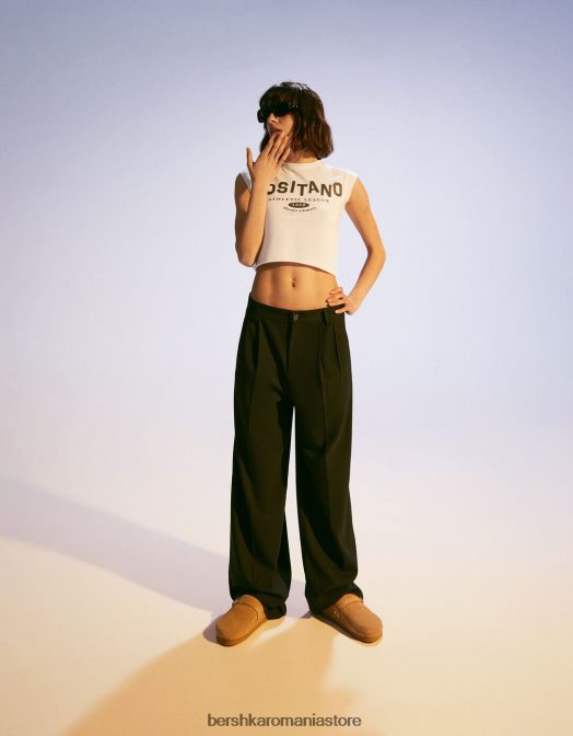 Bershka femei saboti din piele cu catarama nisip Z86D2336 încălţăminte