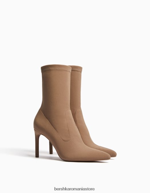 Bershka femei botine croite cu toc înalt nisip Z86D2275 încălţăminte