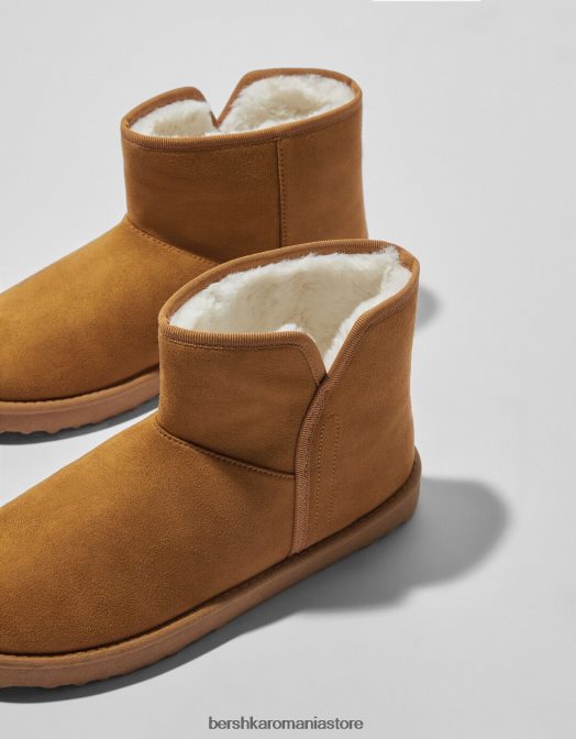 Bershka femei botine cu căptușeală din blană artificială cămilă Z86D2306 încălţăminte