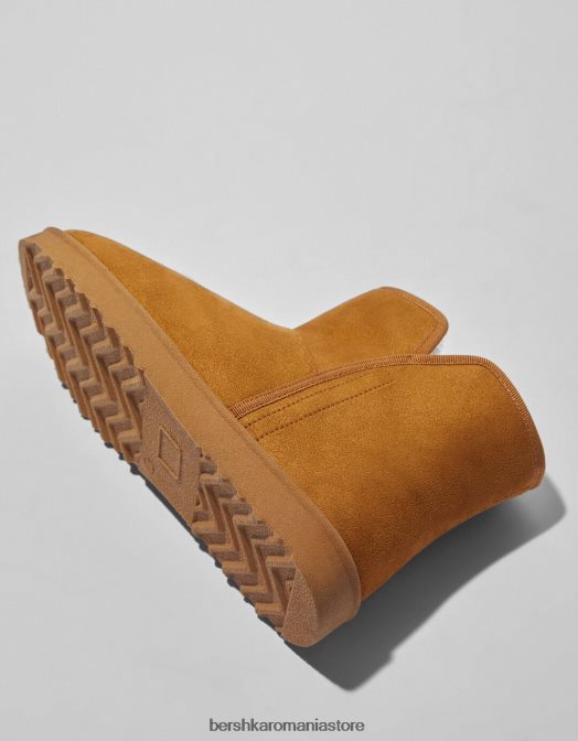 Bershka femei botine cu căptușeală din blană artificială cămilă Z86D2306 încălţăminte