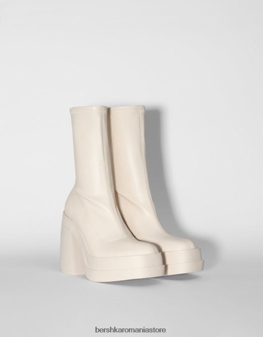 Bershka femei botine cu platformă cu toc înalt montate ecru Z86D2293 încălţăminte