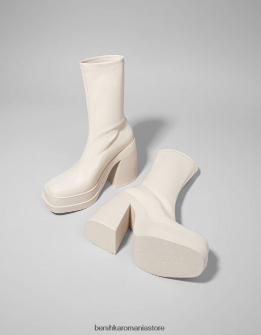 Bershka femei botine cu platformă cu toc înalt montate ecru Z86D2296 încălţăminte