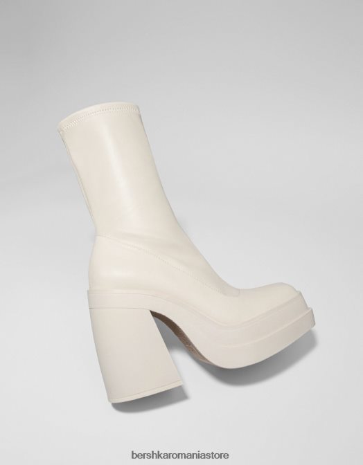Bershka femei botine cu platformă cu toc înalt montate ecru Z86D2296 încălţăminte