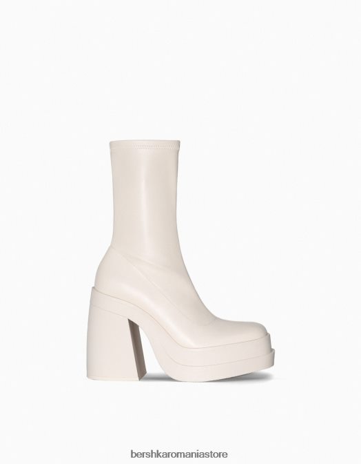 Bershka femei botine cu platformă cu toc înalt montate ecru Z86D2296 încălţăminte