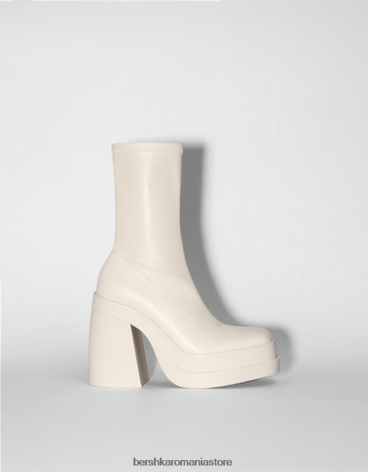 Bershka femei botine cu platformă cu toc înalt montate ecru Z86D2296 încălţăminte