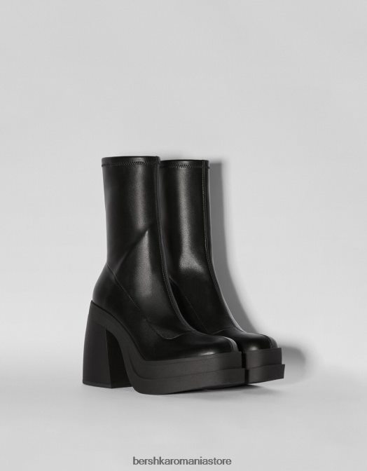 Bershka femei botine cu platformă cu toc înalt montate negru Z86D2295 încălţăminte