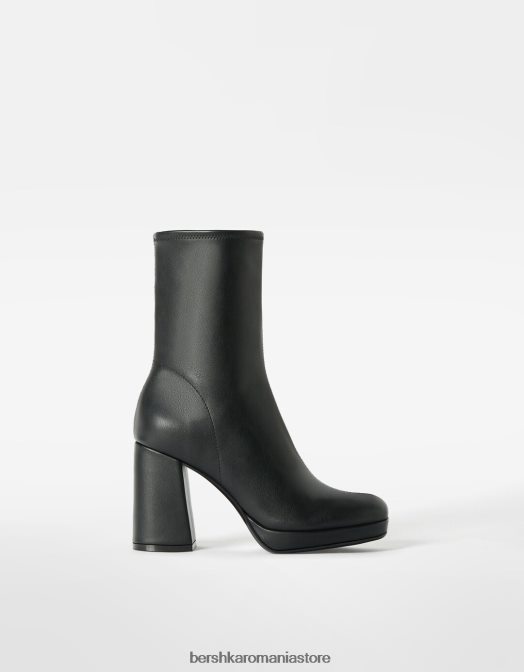 Bershka femei botine cu platformă mini cu toc înalt montate negru Z86D2322 încălţăminte
