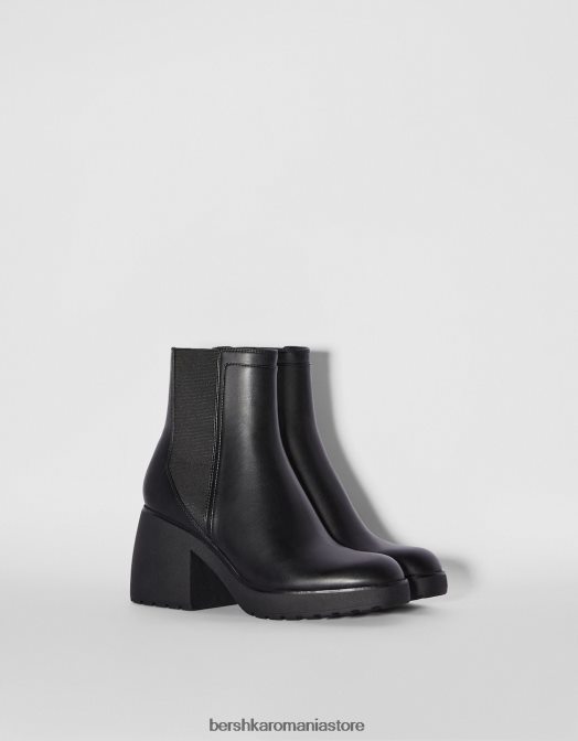 Bershka femei botine cu toc bloc cu gore elastice negru Z86D2314 încălţăminte