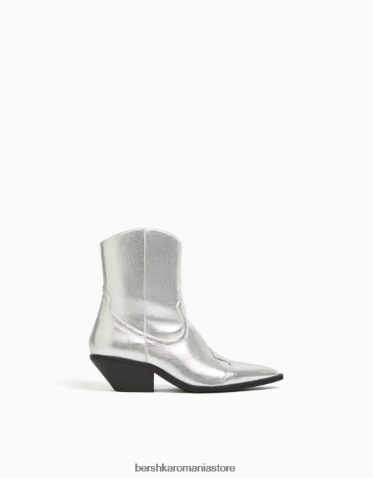 Bershka femei botine de cowboy cu toc înalt argint Z86D2284 încălţăminte