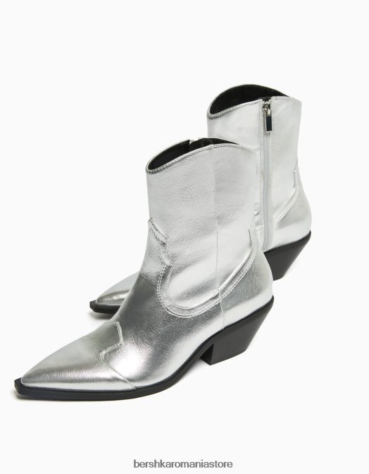 Bershka femei botine de cowboy cu toc înalt argint Z86D2284 încălţăminte