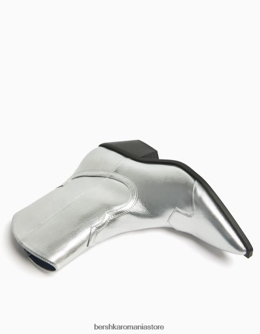 Bershka femei botine de cowboy cu toc înalt argint Z86D2285 încălţăminte
