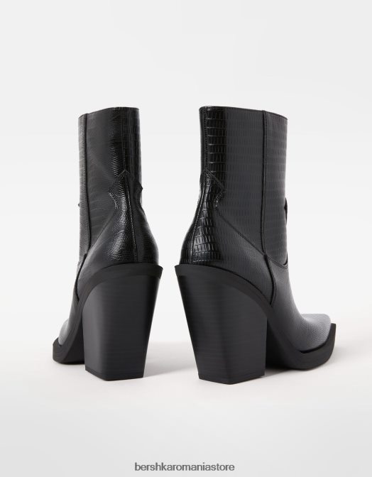 Bershka femei botine de cowboy cu toc înalt negru Z86D2327 încălţăminte