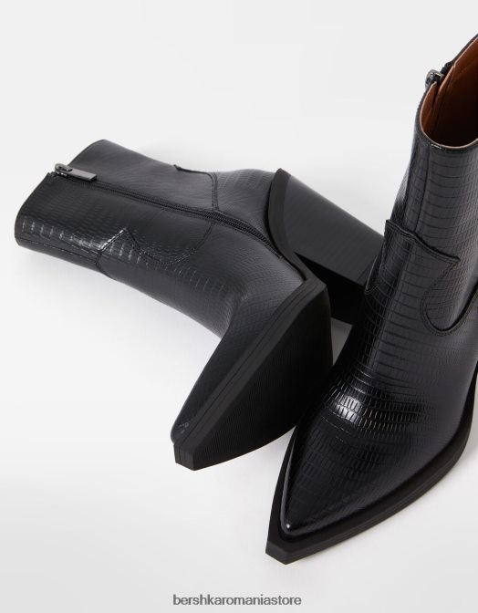 Bershka femei botine de cowboy cu toc înalt negru Z86D2327 încălţăminte