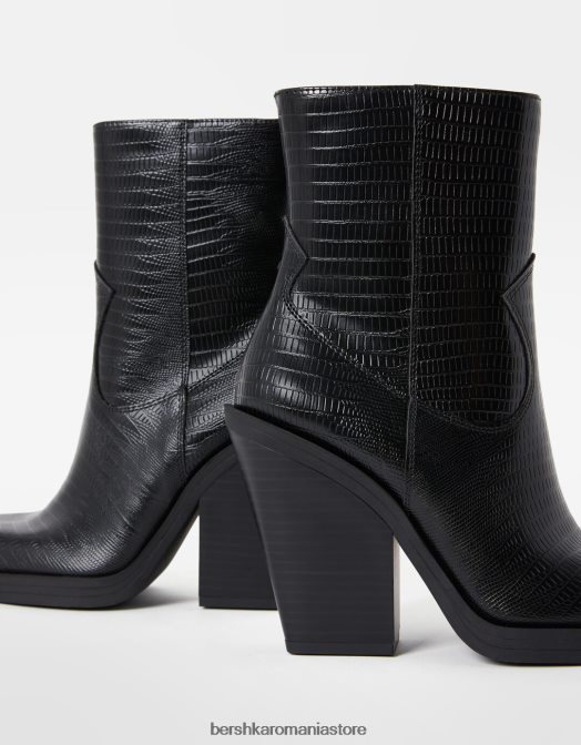 Bershka femei botine de cowboy cu toc înalt negru Z86D2327 încălţăminte