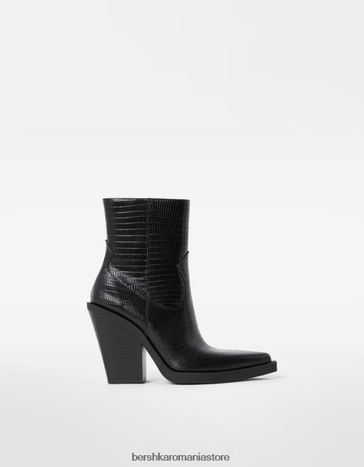 Bershka femei botine de cowboy cu toc înalt negru Z86D2327 încălţăminte