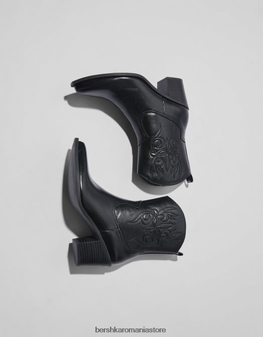 Bershka femei botine de cowboy cu toc înalt negru Z86D2329 încălţăminte