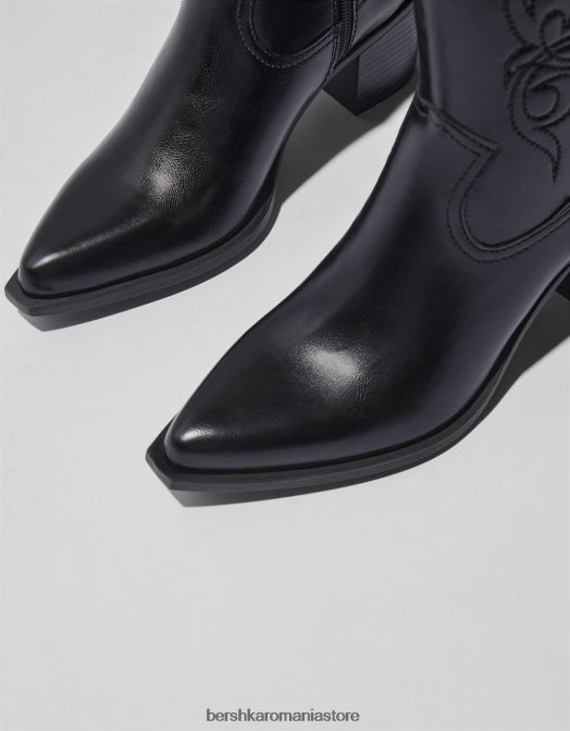 Bershka femei botine de cowboy cu toc înalt negru Z86D2329 încălţăminte