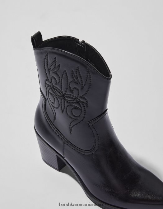 Bershka femei botine de cowboy cu toc înalt negru Z86D2329 încălţăminte