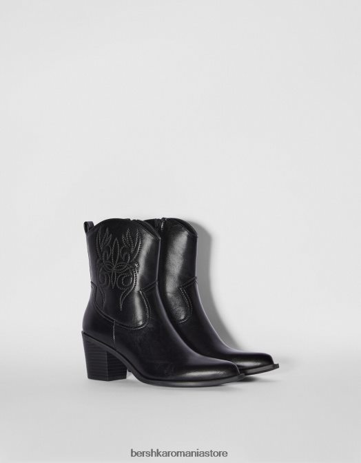 Bershka femei botine de cowboy cu toc înalt negru Z86D2330 încălţăminte