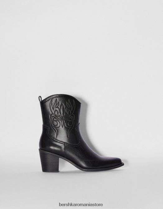 Bershka femei botine de cowboy cu toc înalt negru Z86D2330 încălţăminte